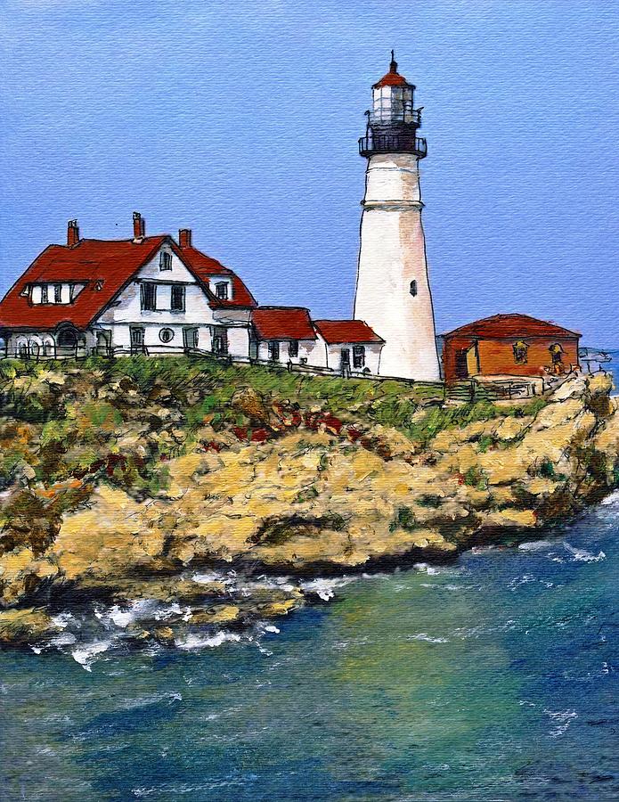 Portland Head Light House Painting by Randy Sprout