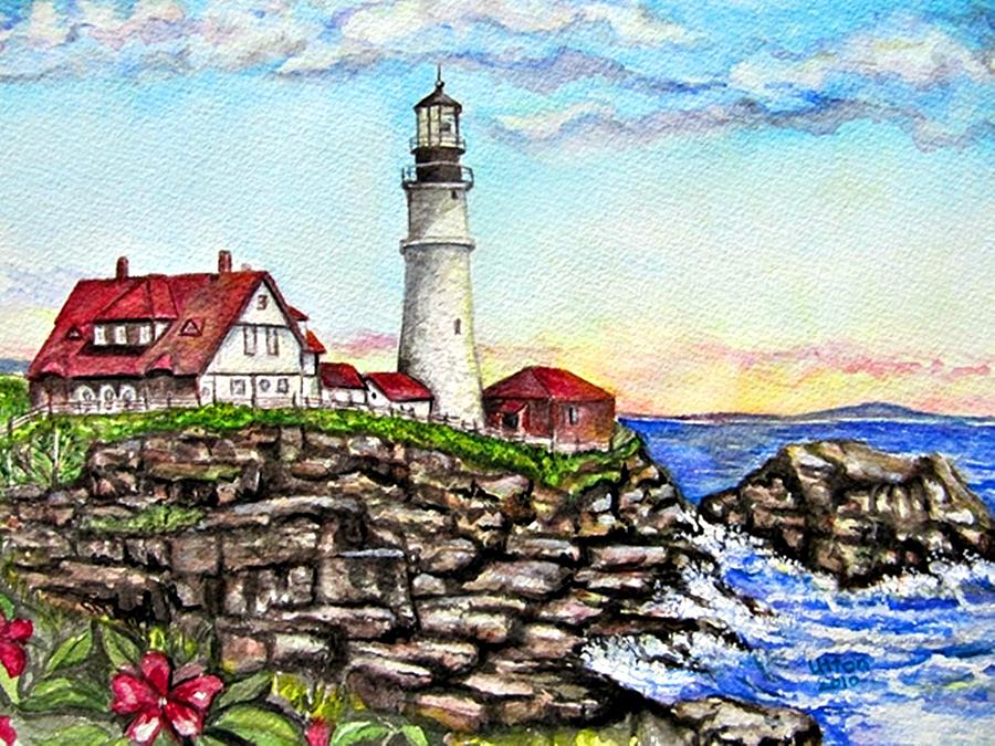 Portland Painting - Portland Head Lighthouse by Pam Utton