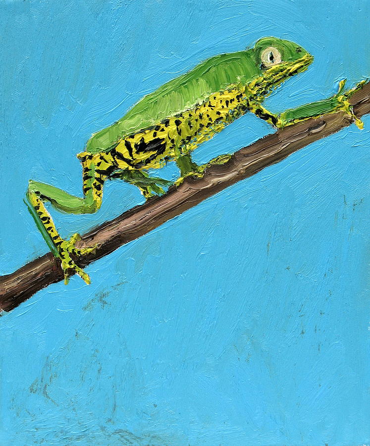 PORTRAIT of a FROG on a BRANCH Painting by Fabrizio Cassetta