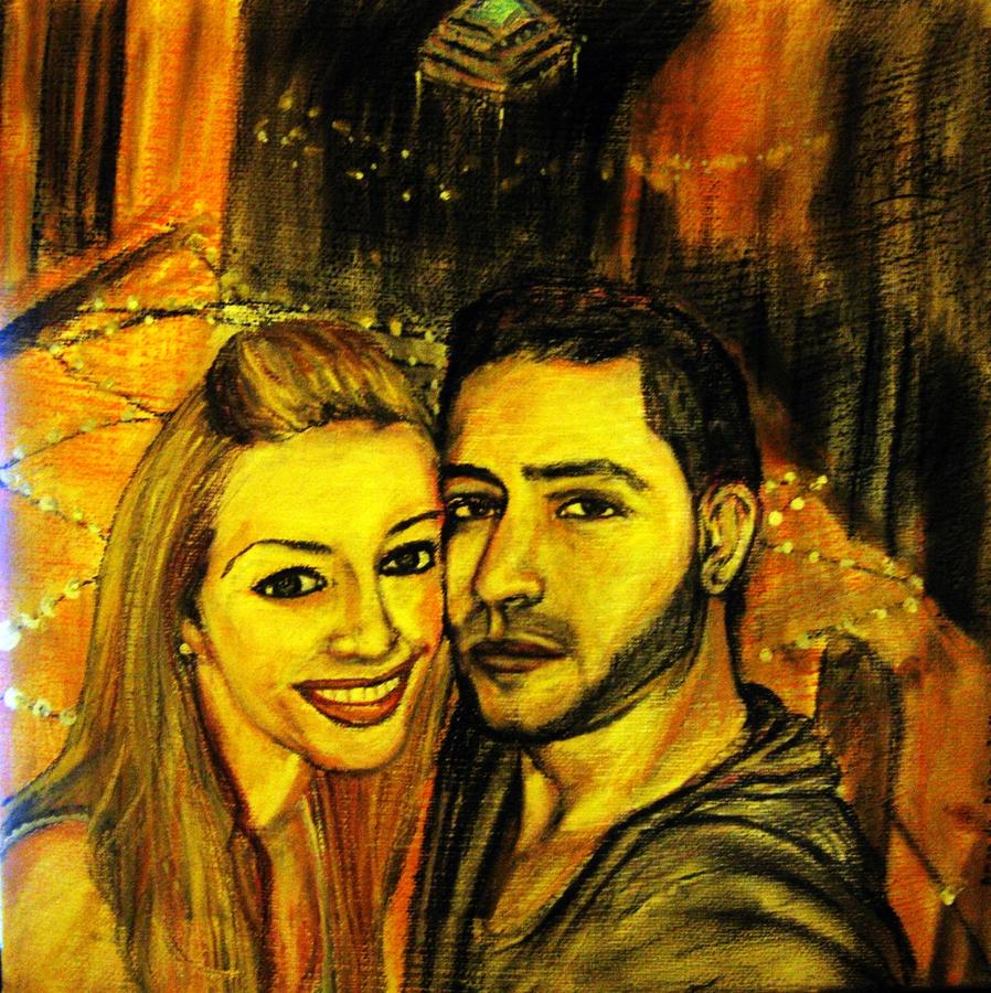 Portrait of a young couple Pastel by Amanda Dinan
