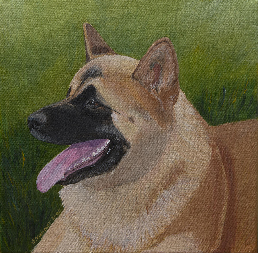 Dog Painting - Portrait of an Akita by Sharon Nummer