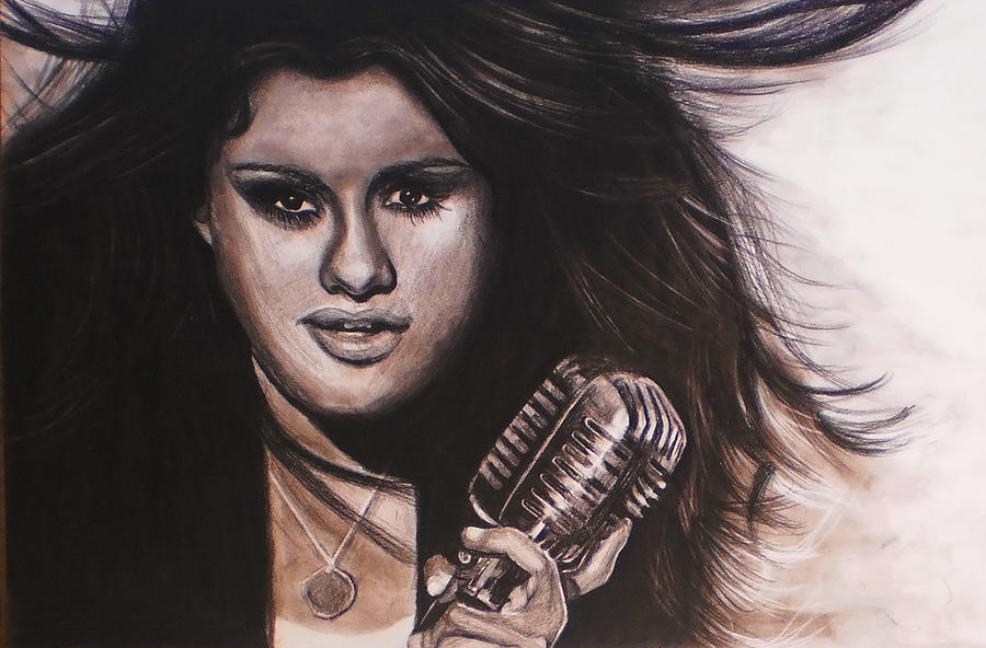 Portrait of Selena Gomez  Drawing by Sanjeev Babbar