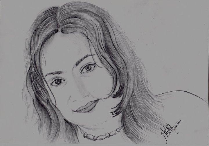 Portrait Of Smita Patil Drawing by Priyanka Patil