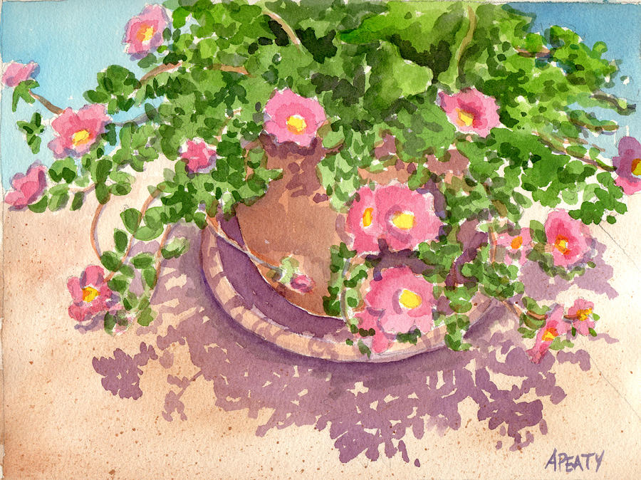 Portulacas Painting by Audrey Peaty