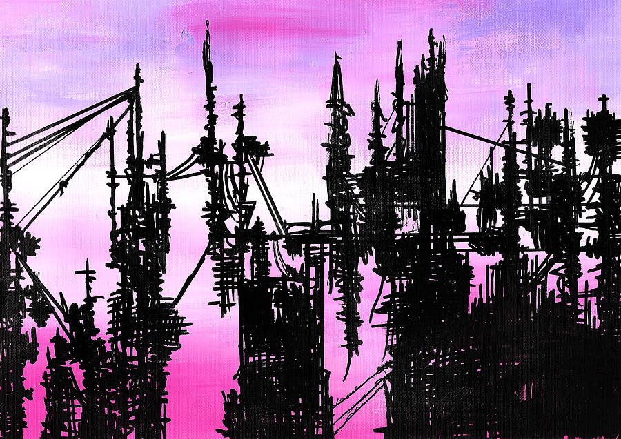 Sunset Painting - Post Apocalyptic Skyline by Jera Sky
