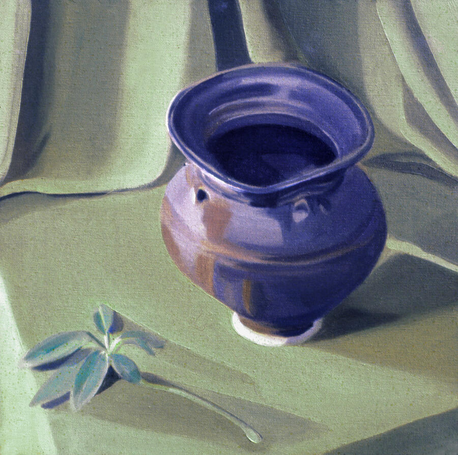 Pot with Schefflera Sprig 1991 Painting by Nancy Griswold