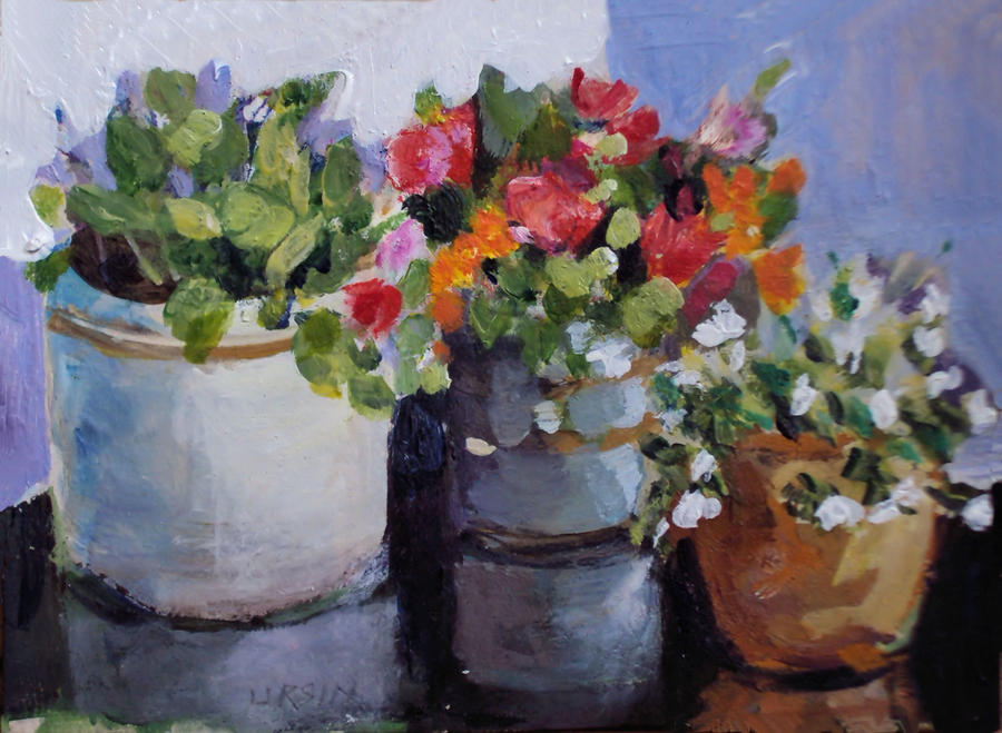 Pots and Plants Painting by Diane Ursin | Fine Art America