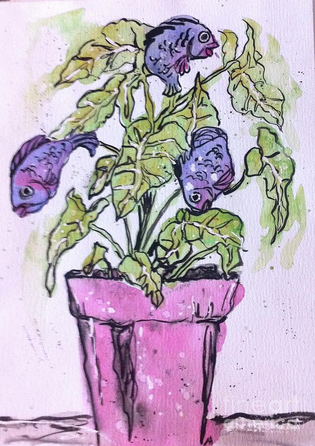 Fun Painting - Potted Fish by Norma Gafford Fun Painting - Potted Fish by Norma Gafford