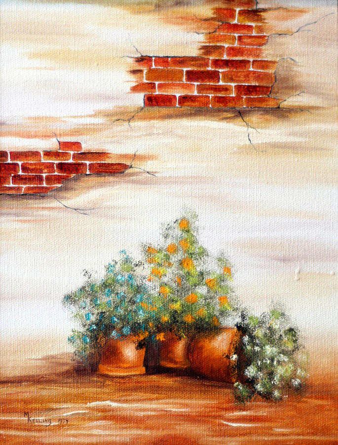 Potted Flowers Painting by Meg Keeling