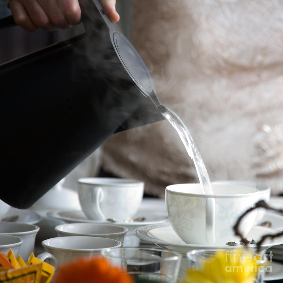Tea Photograph - Pouring hot water by Kati Finell
