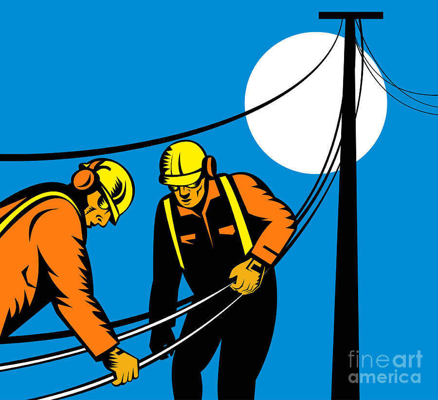 Power Lineman Telephone Repairman Electrician Digital Art by Aloysius ...