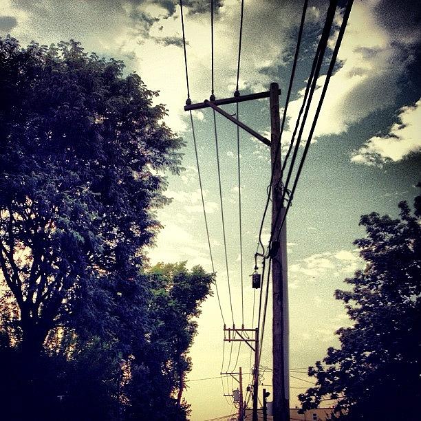 Nature Photograph - Power Lines. & Clouds. Chicago by Jonathan  Herrera