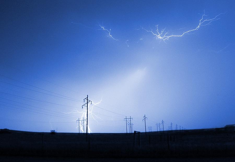 Power lines in Blue Photograph by HW Kateley