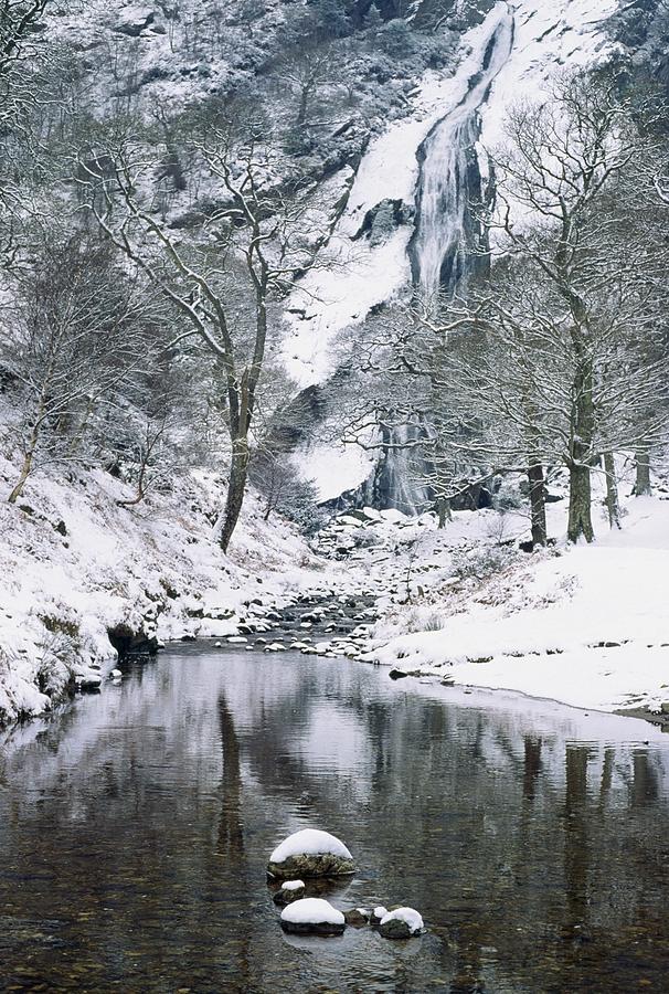 Waterfall Photograph - Powerscourt Waterfall In Winter, County by The Irish Image Collection 