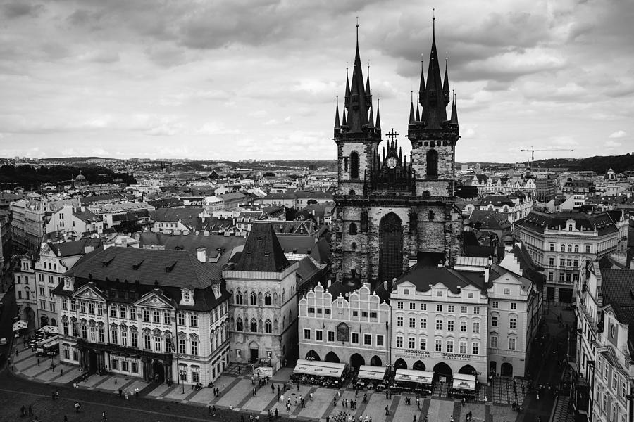 Black And White Photograph - Prague Tyn church by Matthias Hauser