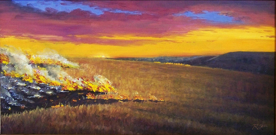 Prairie Fire Painting by Rod Seel