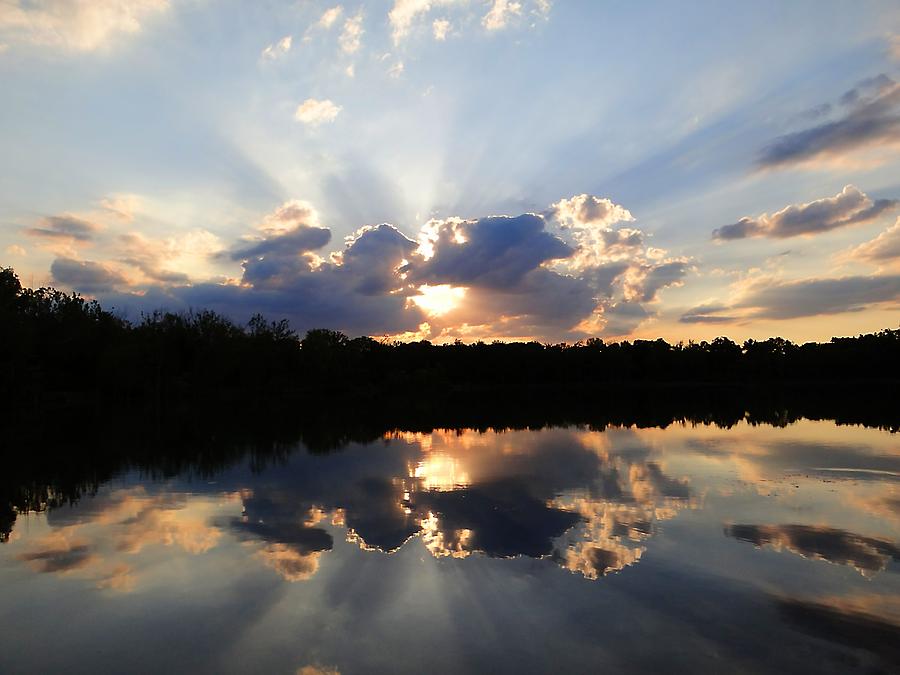 Sunset Photograph - Prairie Oaks June Reflections 1 by Beth Akerman