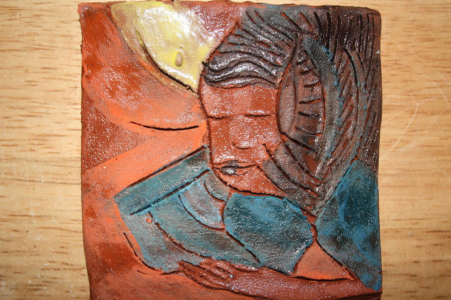 Prayer 2 - tile Ceramic Art by Gloria Ssali