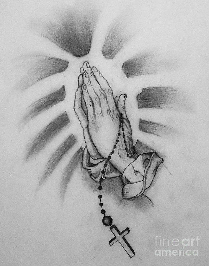 Praying Hands Drawing by Holly Hunt