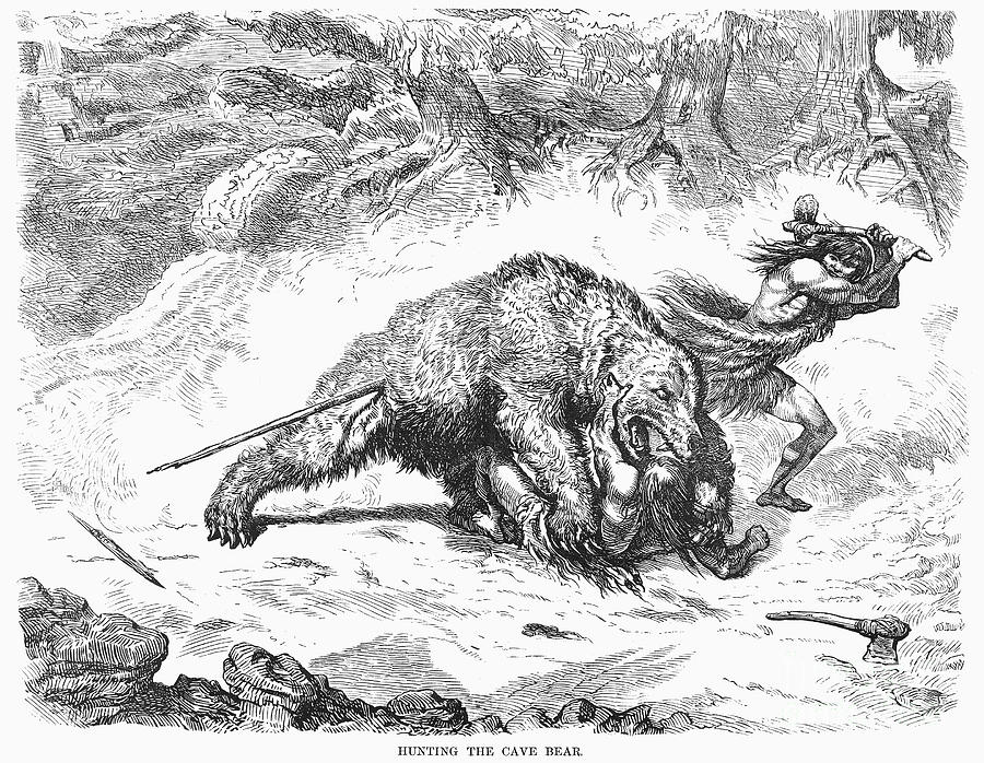 Prehistoric Bear Hunt Photograph by Granger