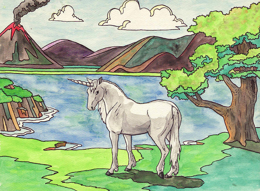 Unicorn Painting - Prehistoric Unicorn by Crista Forest