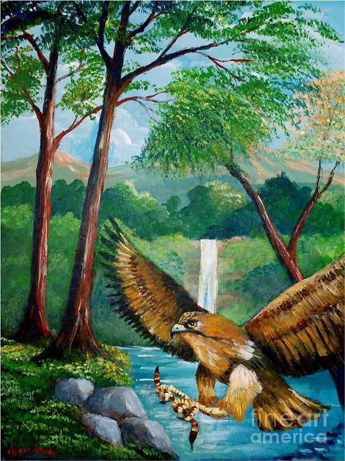 Hawk Painting - Presa atrapada by Jean Pierre Bergoeing