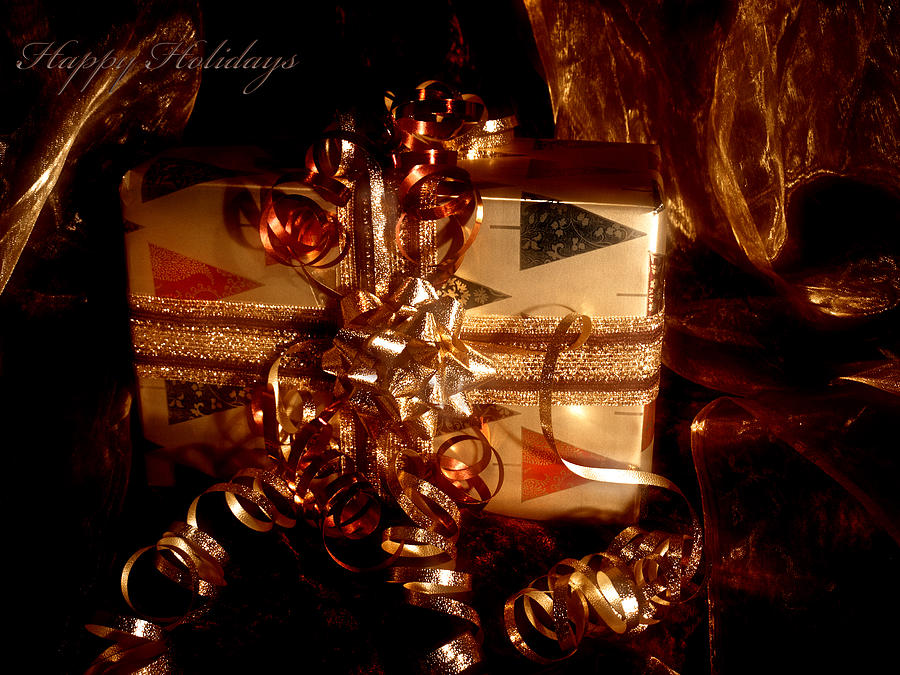 Present holiday card Photograph by B Cash