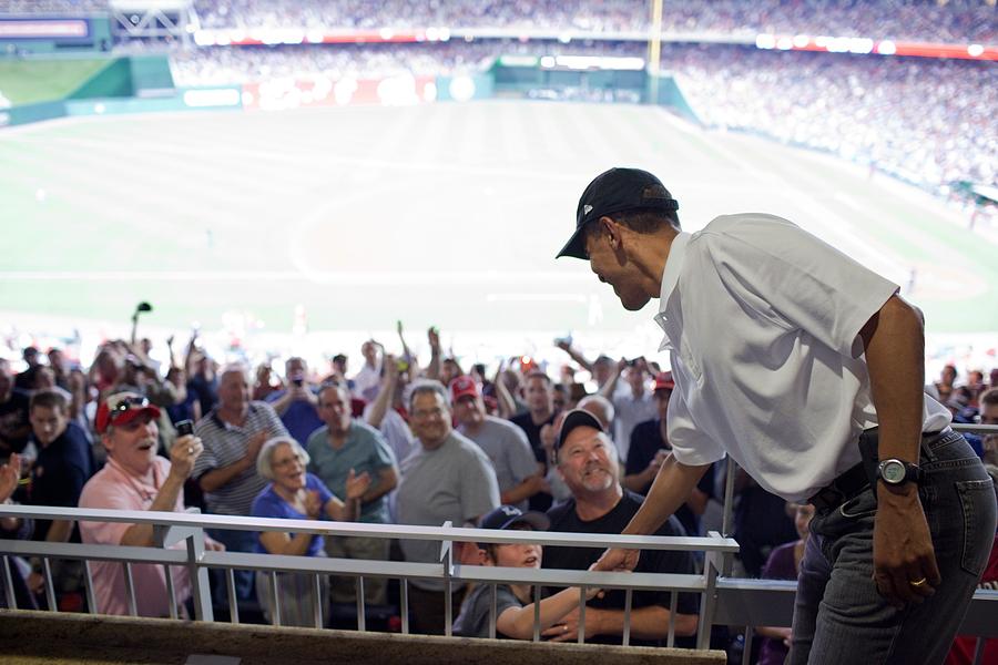 Politician Photograph - President Barack Obama Greets Baseball by Everett