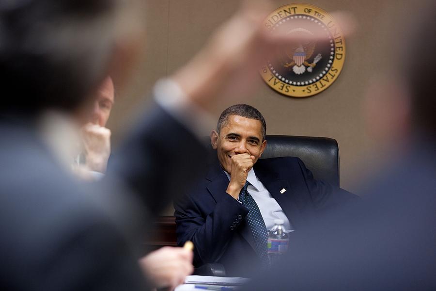 President Barack Obama Laughs Photograph by Everett