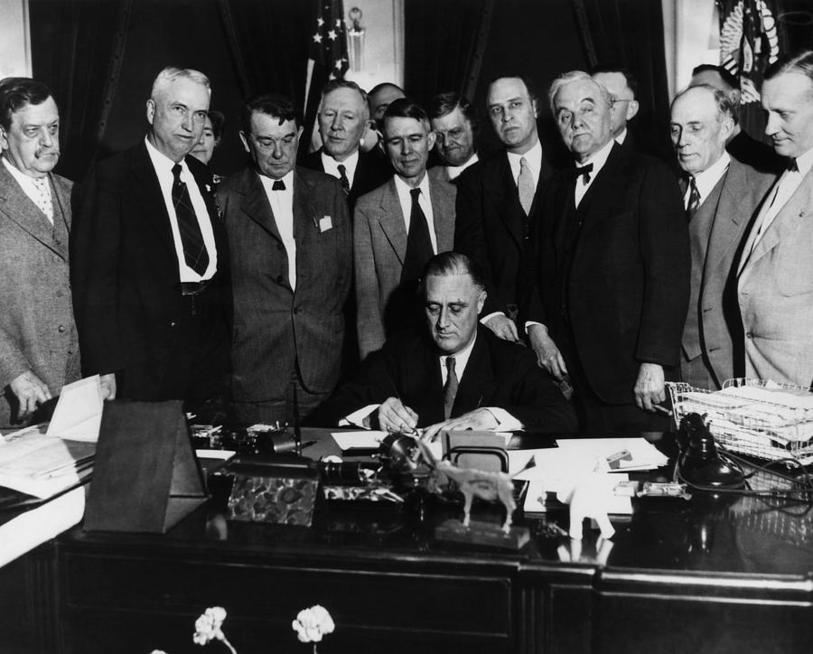 President Franklin D. Roosevelt Seated Photograph by Everett