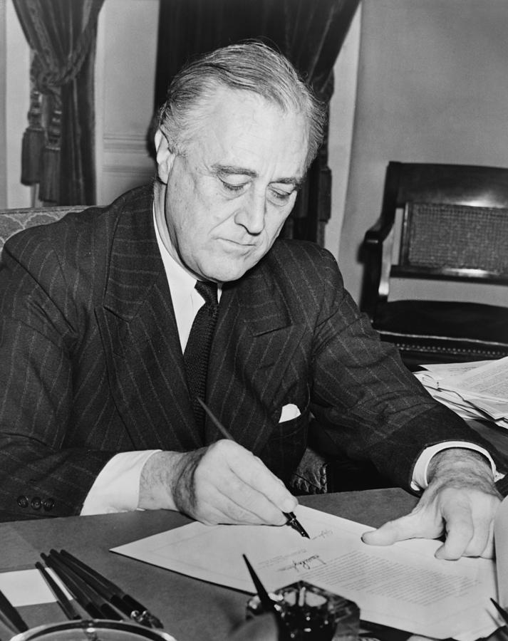 President Franklin D. Roosevelt Signing Photograph by Everett President Franklin D. Roosevelt Signing Photograph by Everett