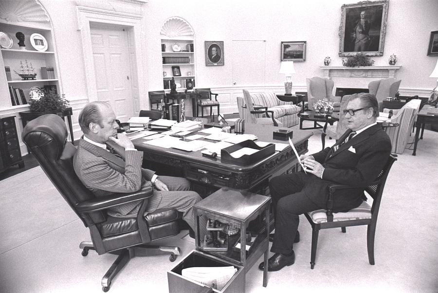 Politician Photograph - President Gerald Ford Meets With Vp by Everett