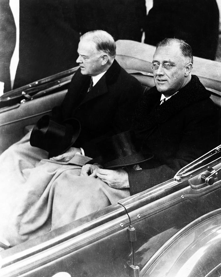 President Hoover and President Elect Franklin Delano Roosevelt - c 1933 Photograph by International  Images