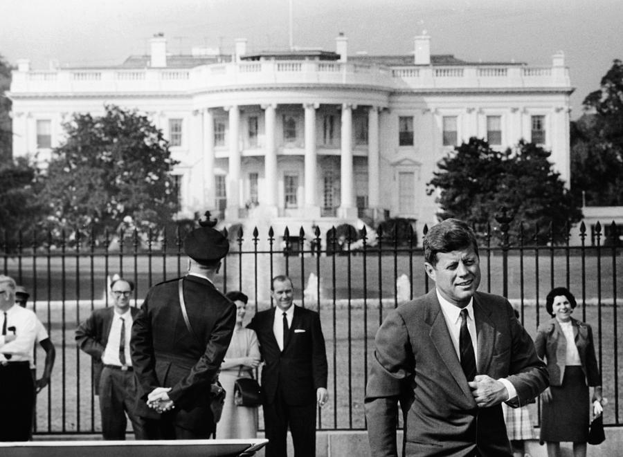 Politician Photograph - President John Kennedy In Front by Everett