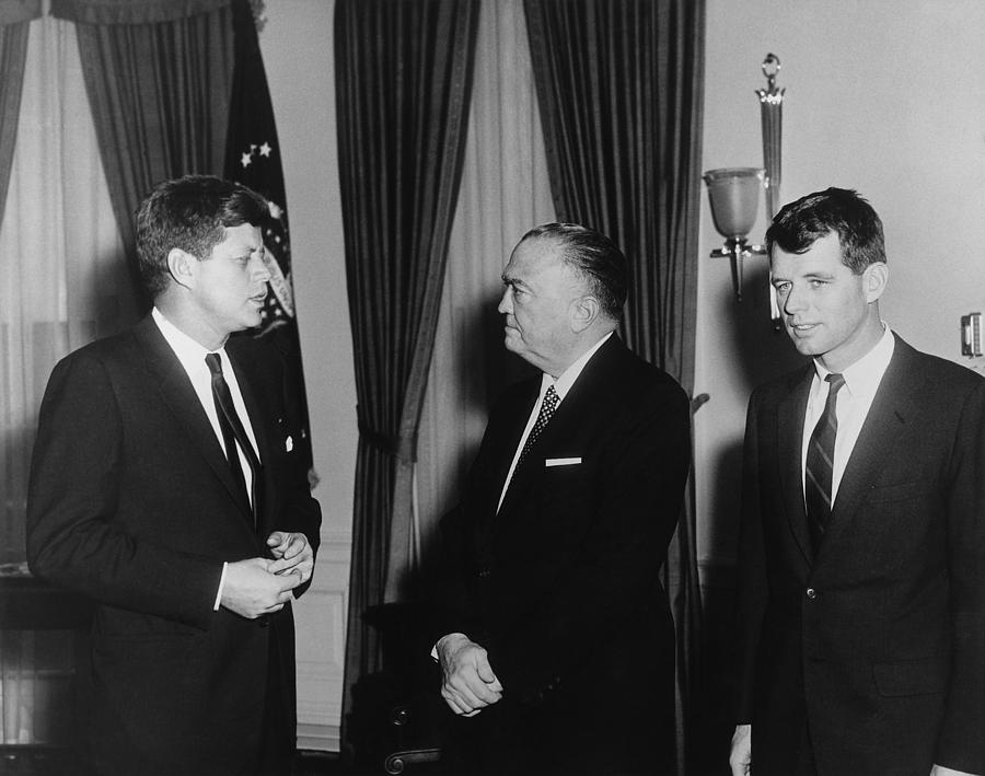 President Kennedy, J. Edgar Hoover Photograph by Everett