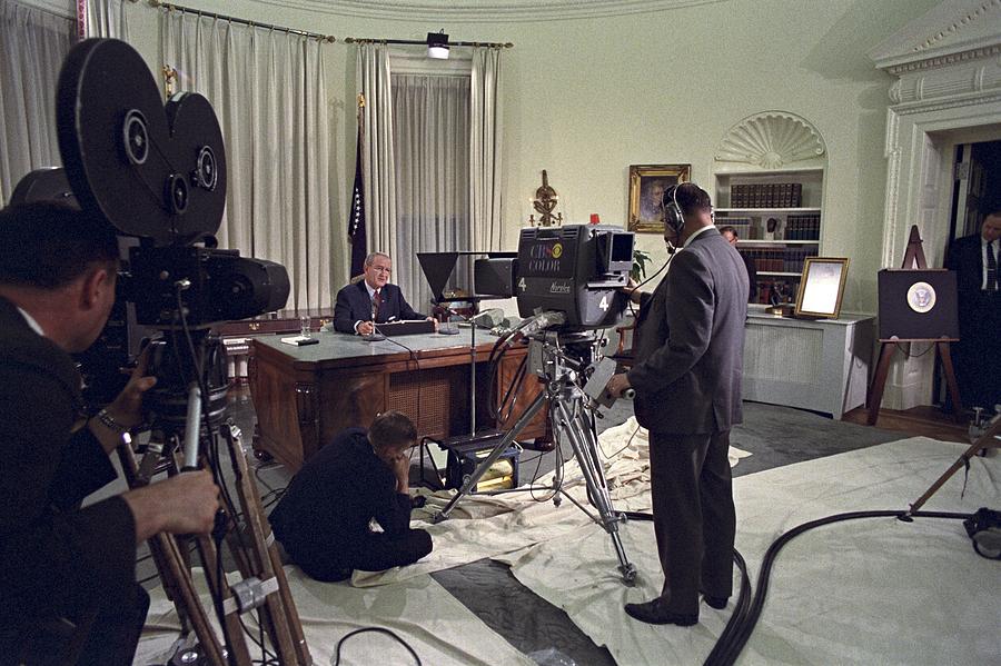 Politician Photograph - President Lyndon Johnson Announcing by Everett