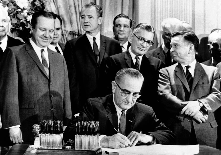 President Lyndon Johnson Signs A $11.5 Photograph by Everett | Fine Art ...