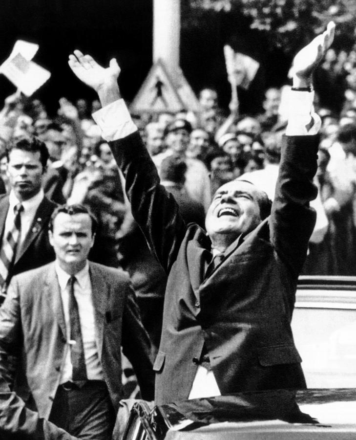 Politician Photograph - President Richard Nixon Jubilantly by Everett