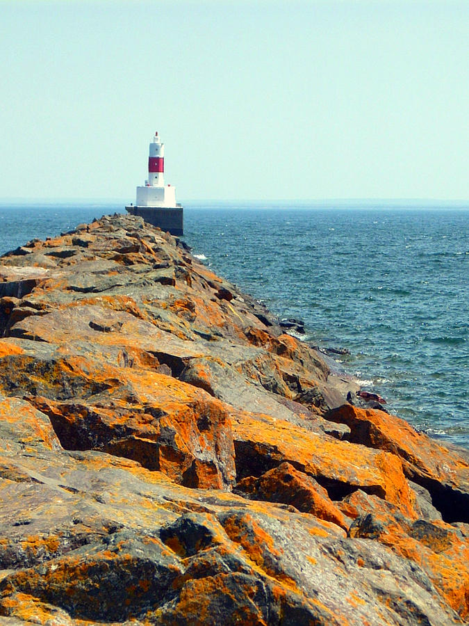 Presque Isle Lighthouse In Marquette Mi by Mark J Seefeldt