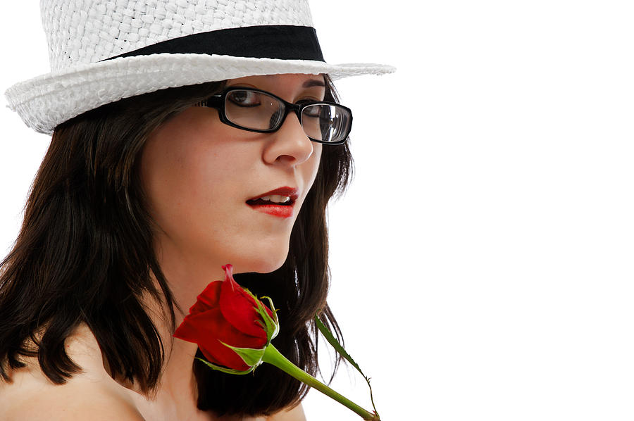 Pretty lady with red rose Photograph by Jim Boardman