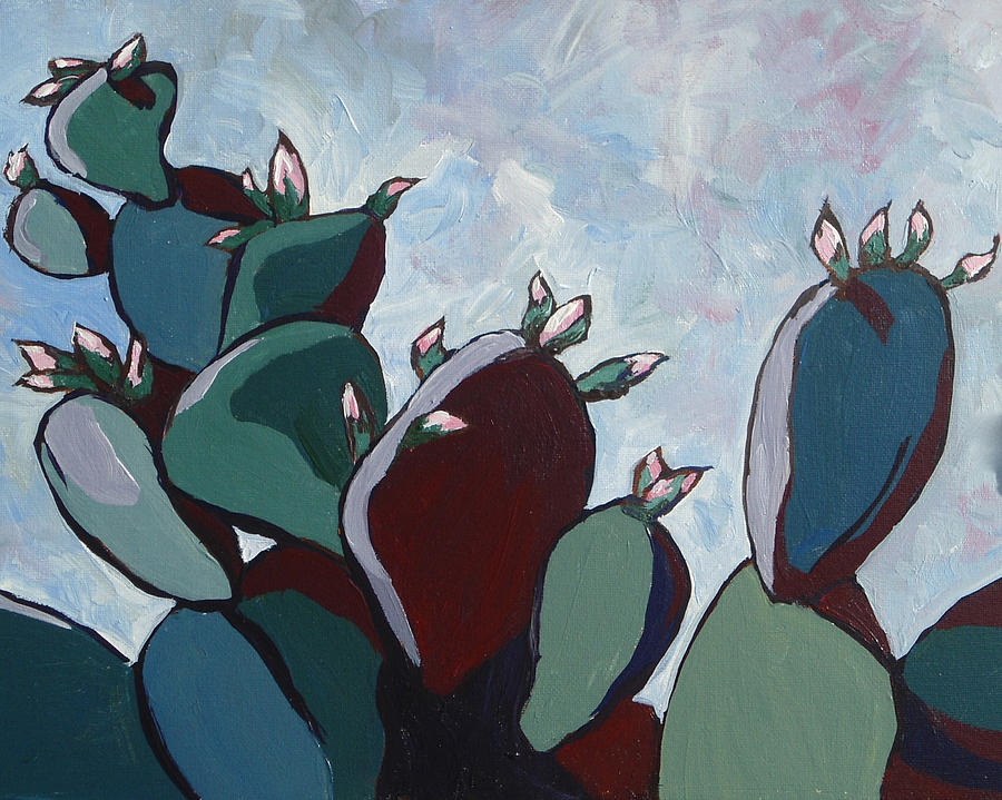 Flower Painting - Prickly Pear Stand by Sandy Tracey