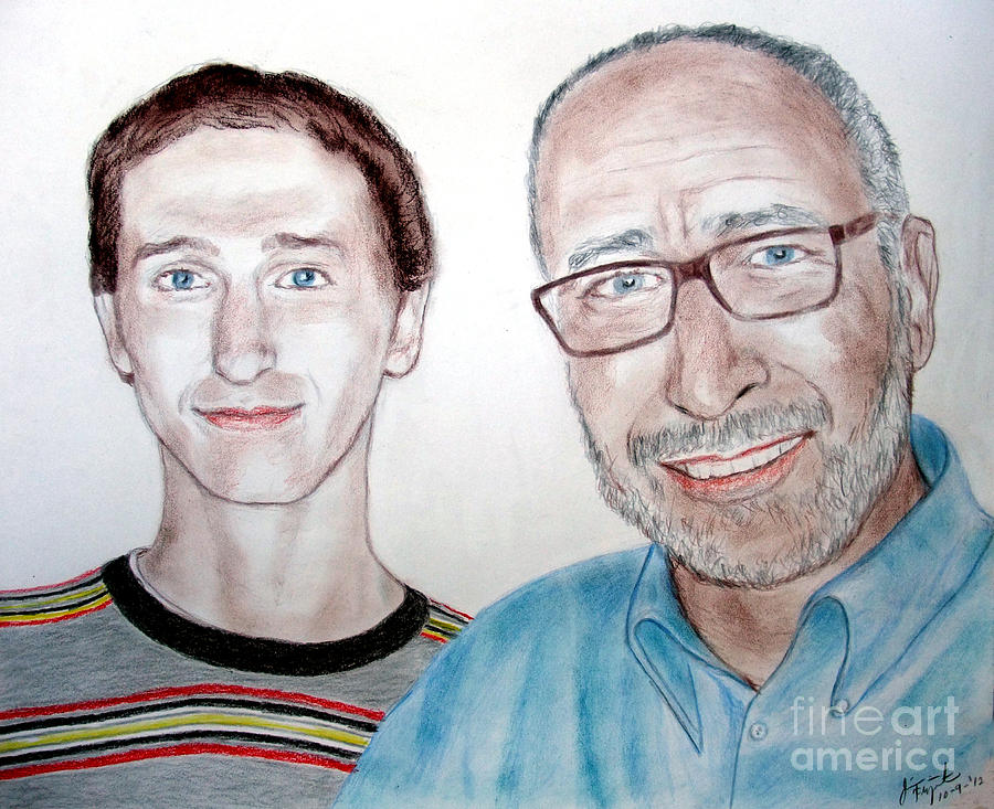 Portrait Drawing - Proud Father and Son by Jim Fitzpatrick