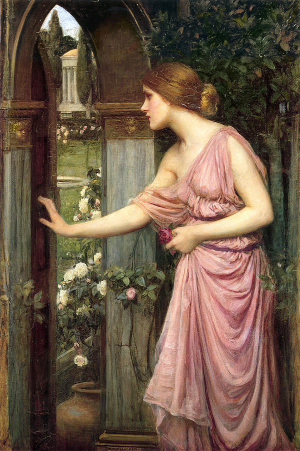 Rose Painting - Psyche Entering Cupids Garden by  John William Waterhouse