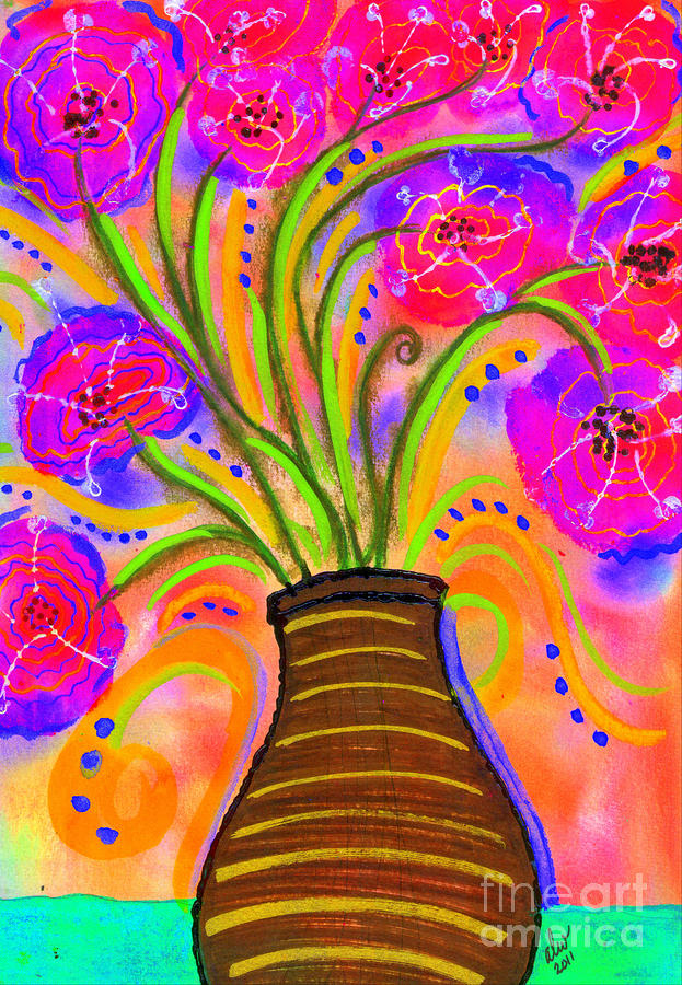 Psychedelic Bouquet Painting by Angela L Walker