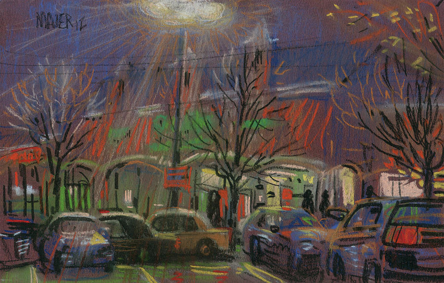 Shopping Drawing - Publix in the Evening by Donald Maier