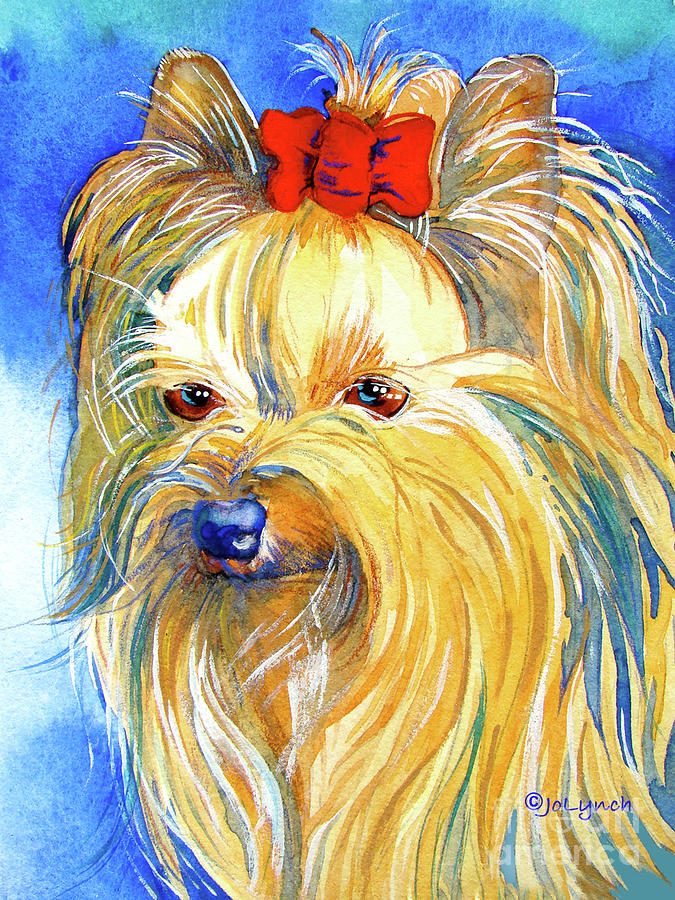 Puddin Yorkie Yorkshire Terrier Dog Painting by Jo Lynch