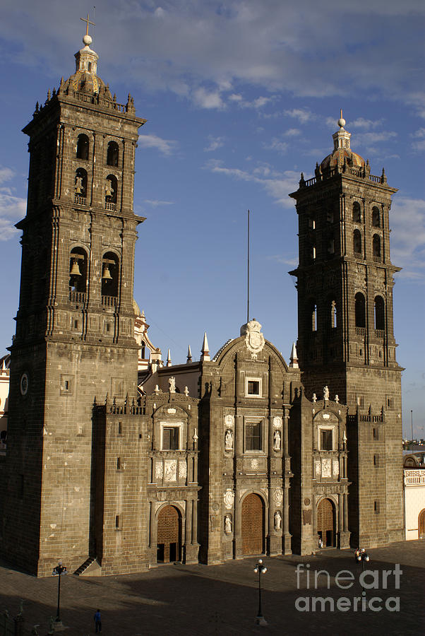 Mexico Photograph - PUEBLA CATHEDRAL VERTICAL Mexico by John  Mitchell
