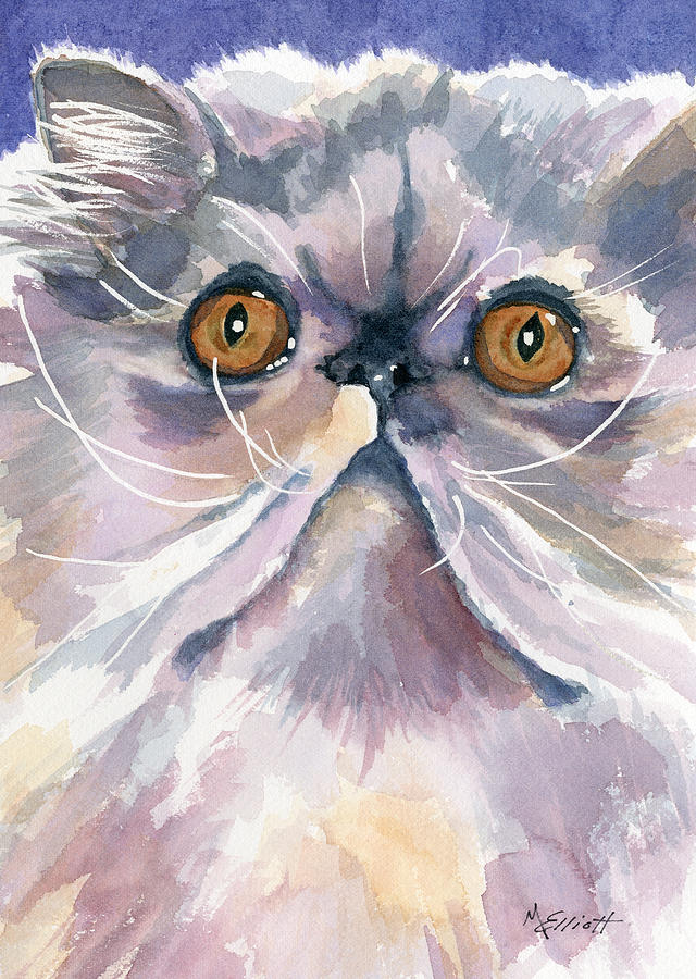 Cat Painting - Puffball of Sweetness by Marsha Elliott