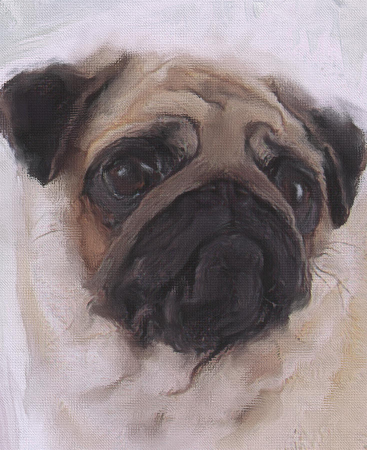 Pug - Thoughtful Painting by JG Keevil - Fine Art America