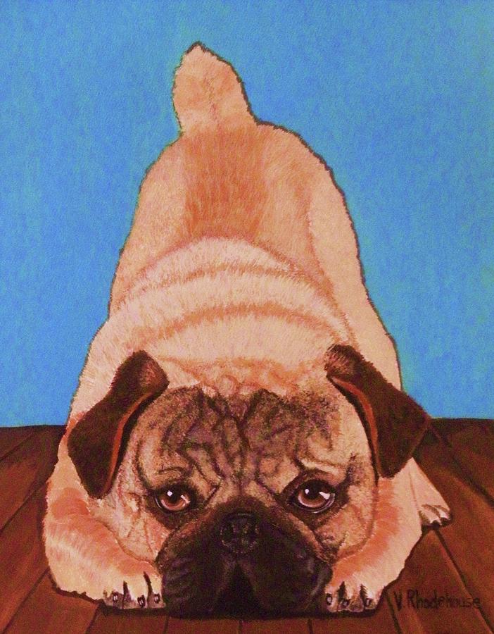 Pug Dog Painting by Victoria Rhodehouse